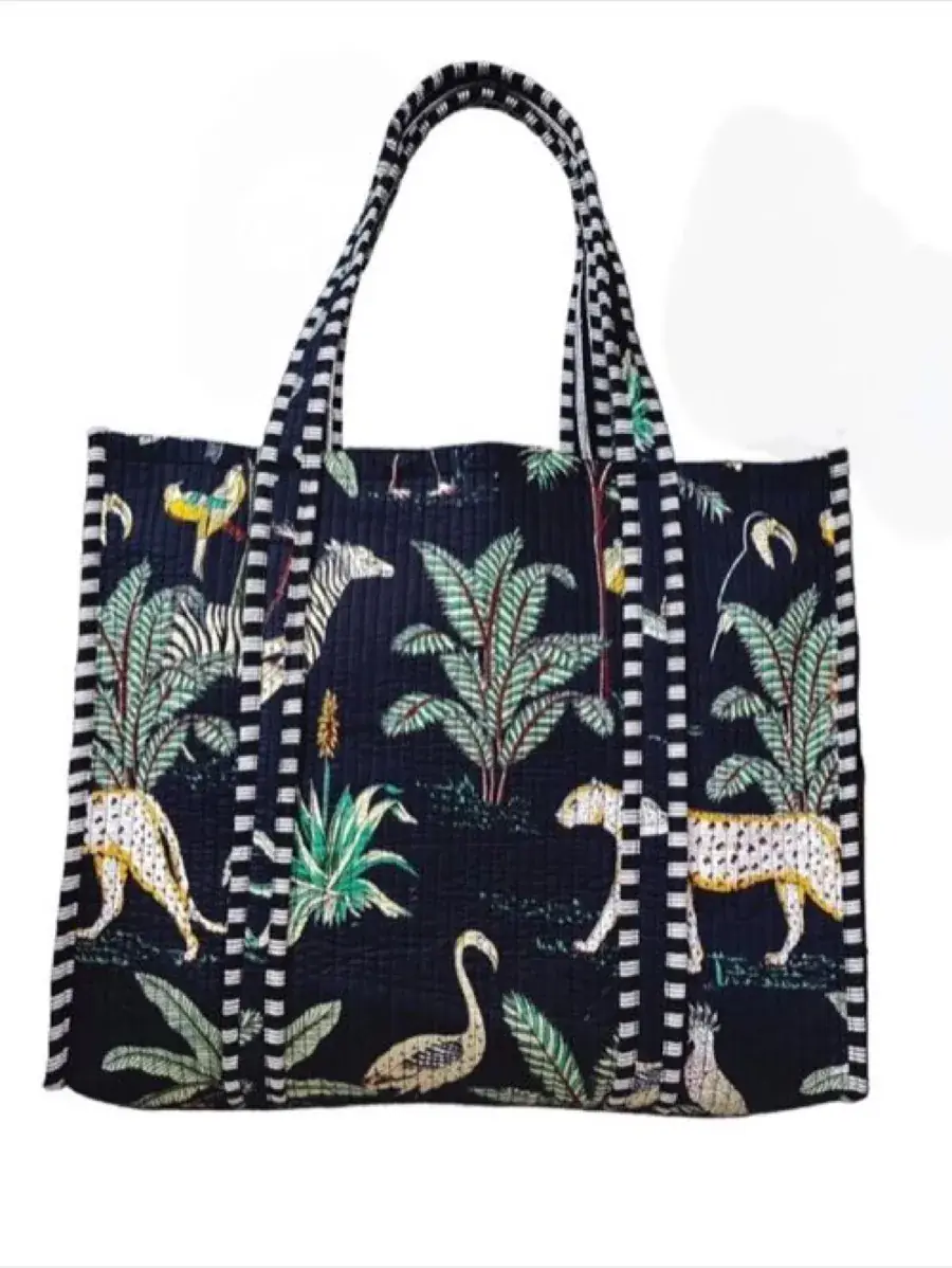 Navy Printed Tote Bag